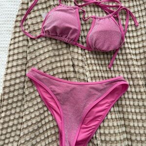 Aerie Pink Shimmer Bikini Set